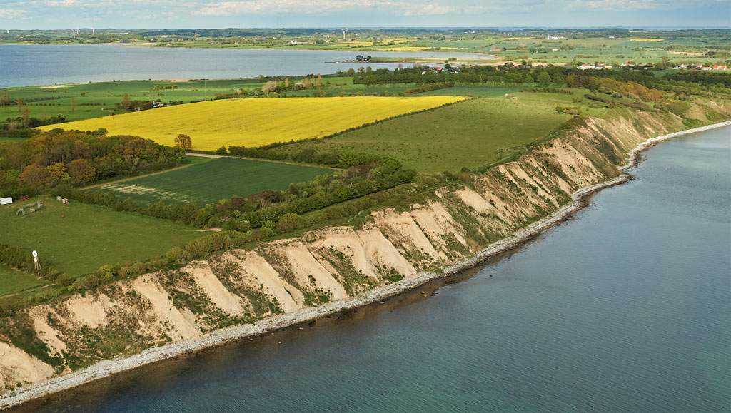 Ristinge Klint. Luftfoto. Geopark Det Sydfynske Øhav