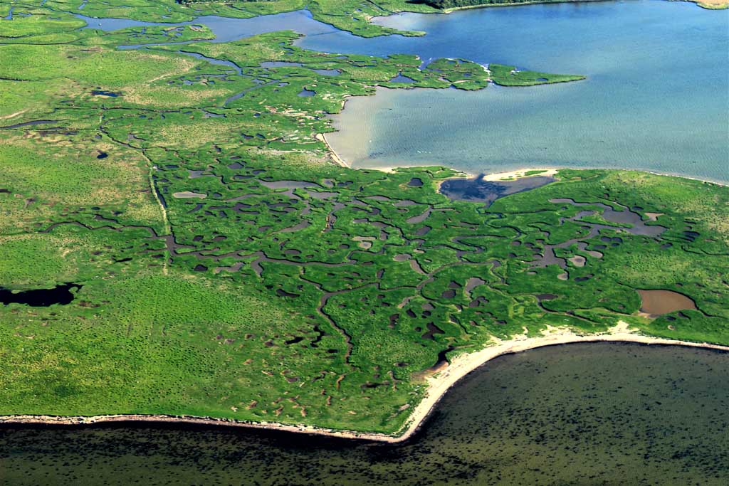 Losystemet på Monnet. Luftfoto. Geopark Det Sydfynske Øhav