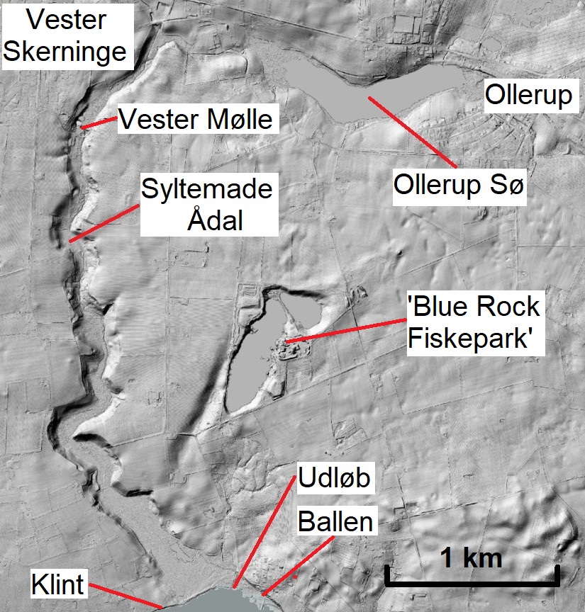 Skyggekort over Syltemade Ådal. Geopark Det Sydfynske Øhav.