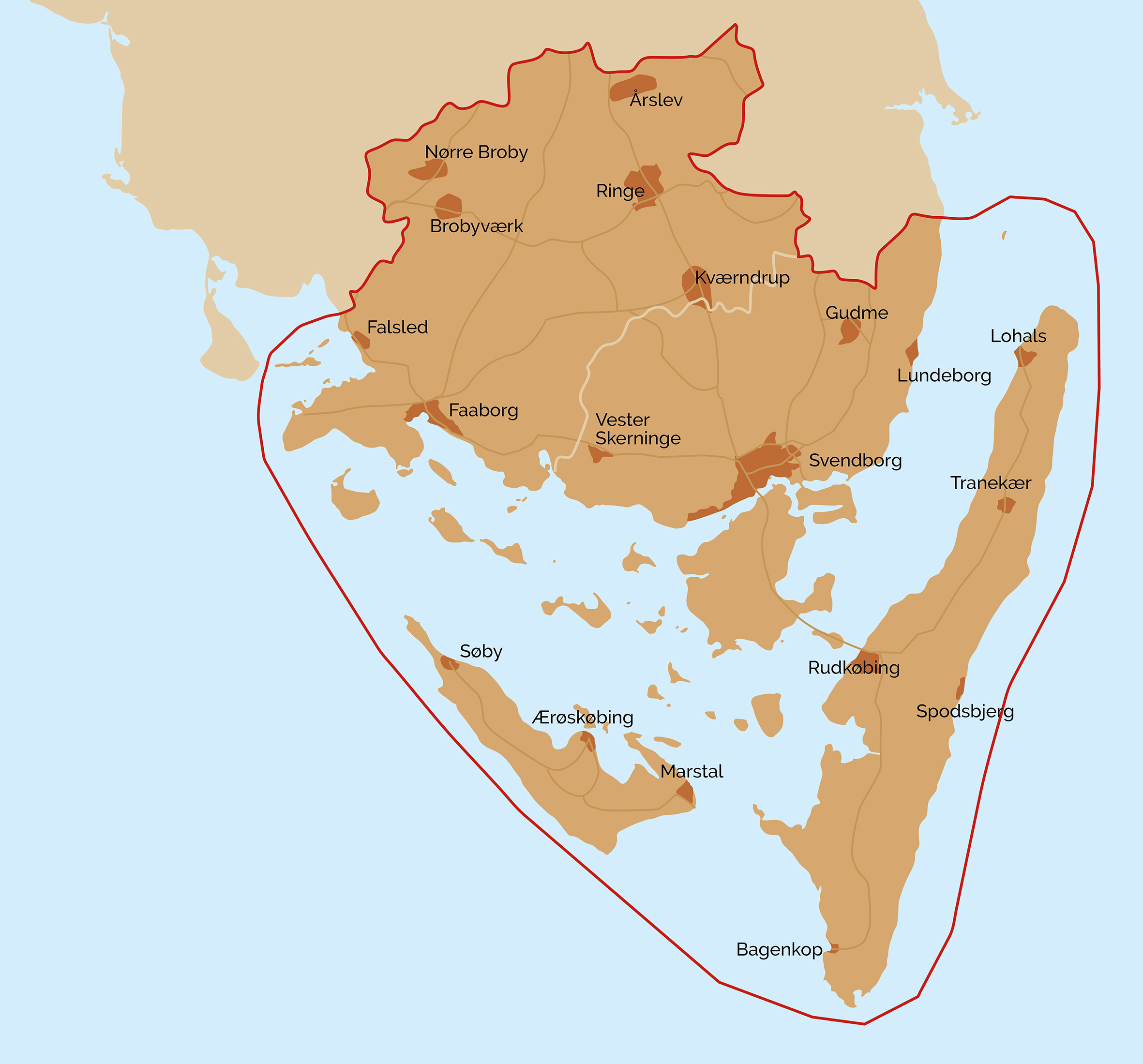 Kort over Geopark Det Sydfynske Øhav